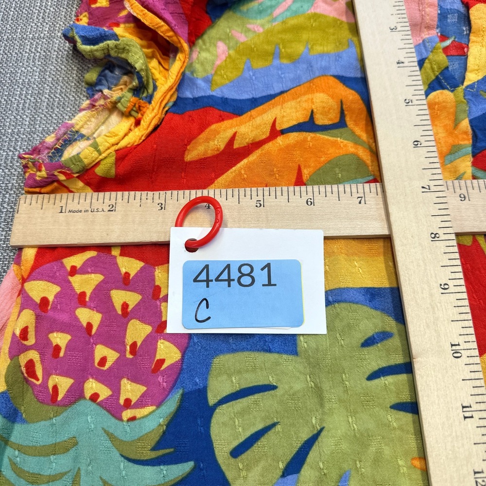 Artsy Christian Siriano Tropical Print Ruffle Sleeve Top Size Large Vacation - Picture 9 of 9